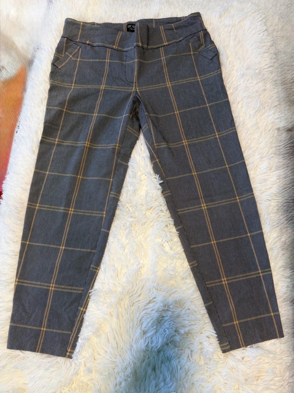 Soho Apparel Gray Plaid Skirt with Yellow Windowpane
